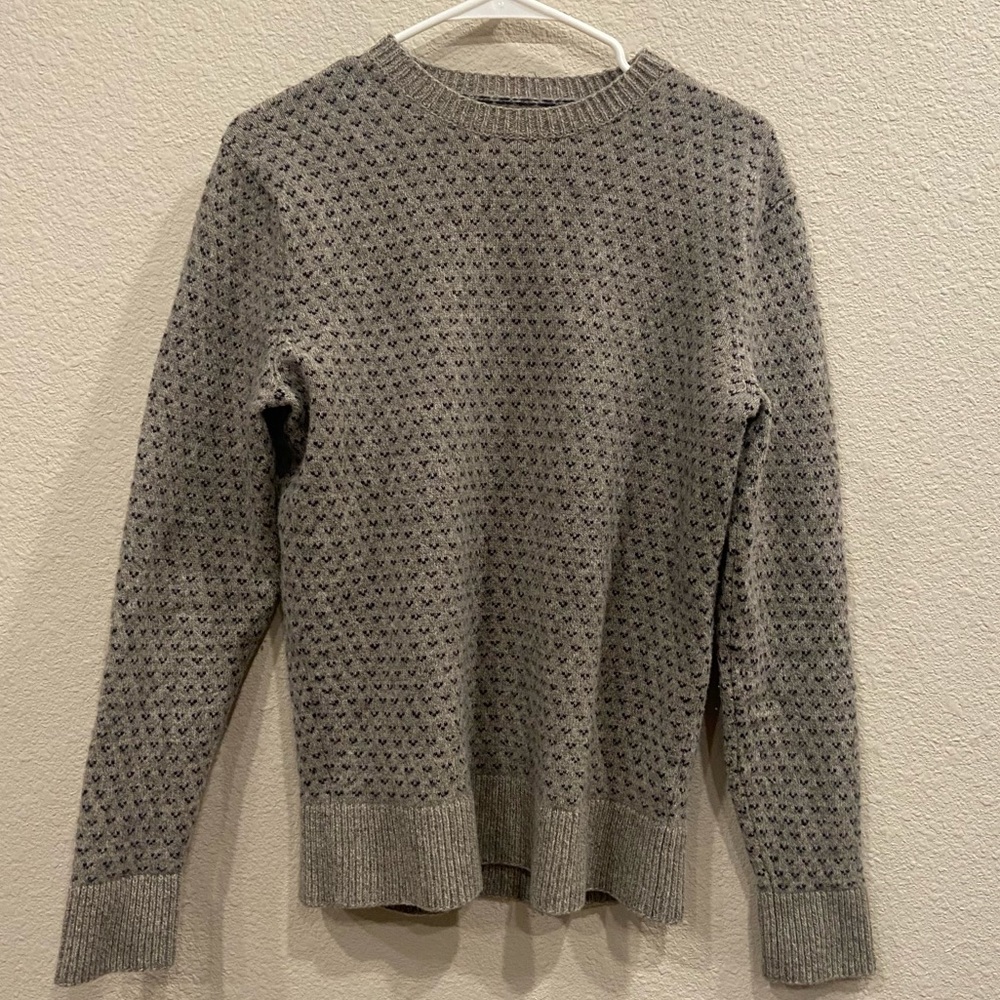 J.Crew Mens Birdseye Stitch Grey 100% Lambs Wool Sweater Size: M